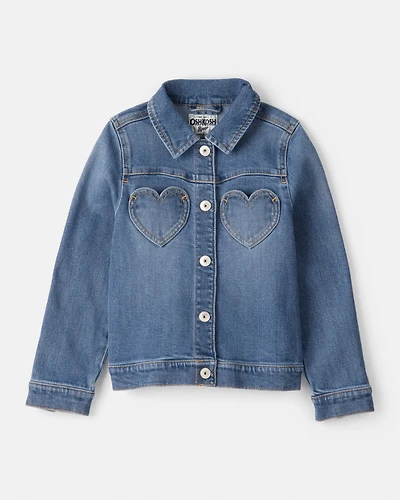 Girls Heart Denim Jacket - Blue