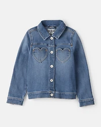 Girls Heart Denim Jacket - Blue