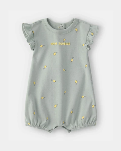 Baby Girl 'Main Squeeze' Lemon Short-Sleeve Romper - Green