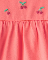Baby Girl 2-Piece Cherry Bodysuit & Pant Set - Coral