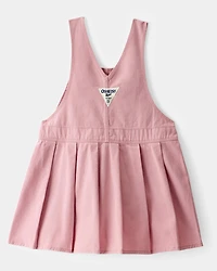 Toddler Girl Pleated 100% Cotton Jumper Dress - Pink