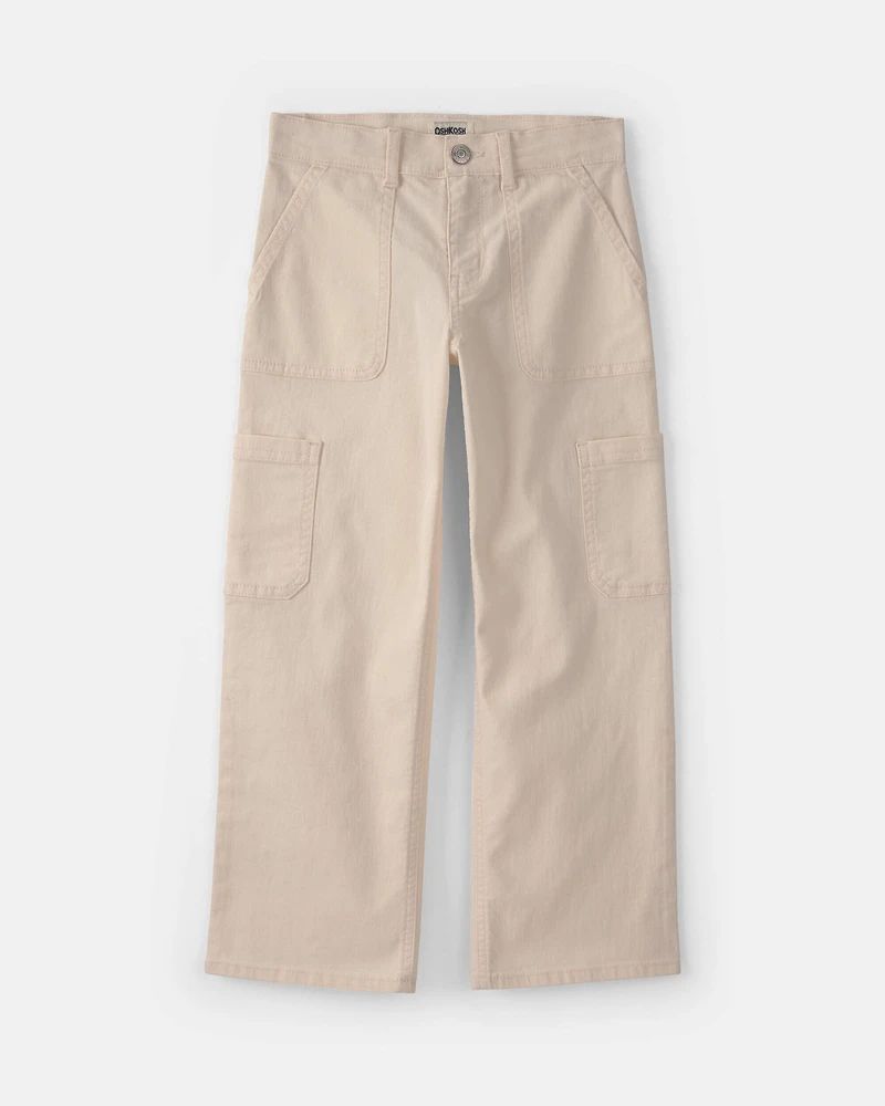 Girls Straight-Leg Cargo Pants - Cream