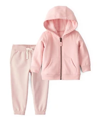 Toddler Girl 2-Piece DayDream Fleece Hooded Zip-Up Jacket & Joggers Set - Pink