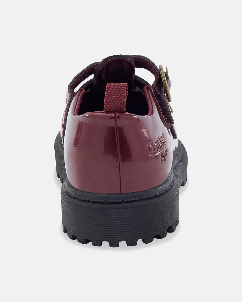 Toddler Girl Buckle Platform Casual Shoes - Burgundy