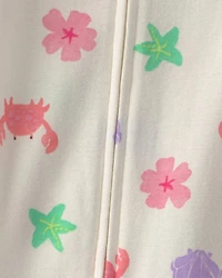 Toddler Girl Beach 100% Cotton 1-Piece Pajama - Cream