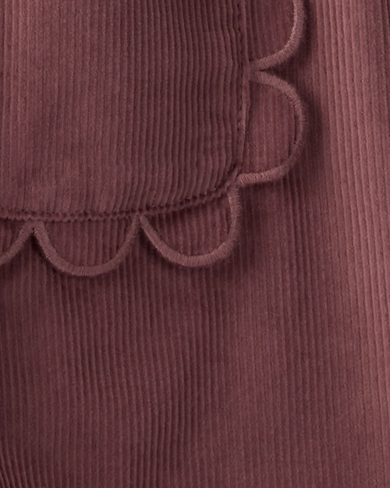 Toddler Girl 2-Piece Floral Corduroy Jumper - Brown