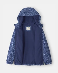 Girls Floral Midweight Jacket - Blue