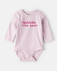 Baby Girl Little Bean Long-Sleeve Graphic Bodysuit - Pink