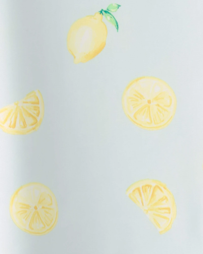 Girls 3-Piece Lemon Striped Rashguard Swimsuit Set - Blue