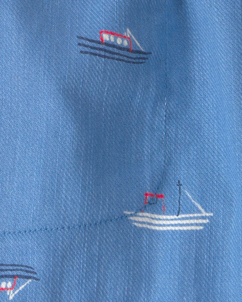 Toddler Boy Sailboat Twill Shorts - Blue