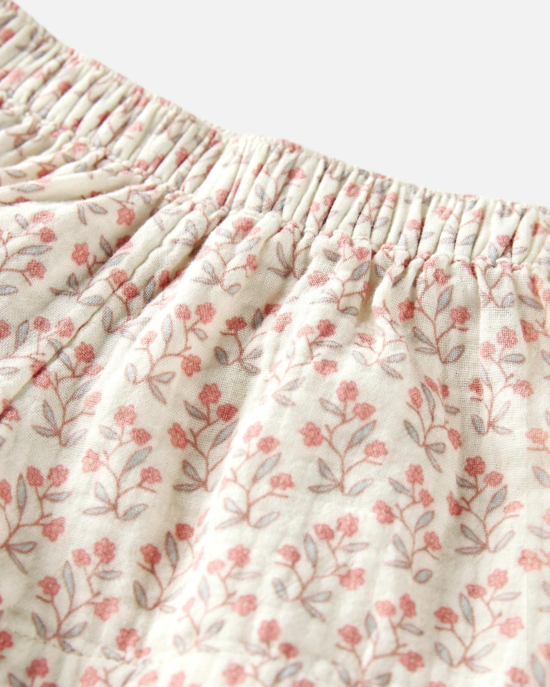 Baby Girl 2-Piece Organic Cotton Gauze Floral-Print Set