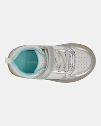 Toddler Light Up Metallic Sneakers - Silver/Aqua