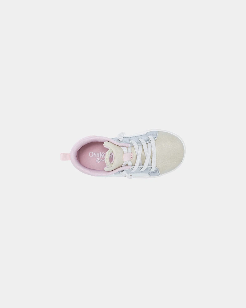 Toddler Girl Colorblock Metallic Heart Sneakers - White/Pink