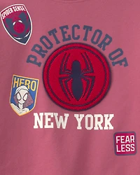 Girls ©Marvel Spiderman French Terry Pullover Sweatshirt - Pink