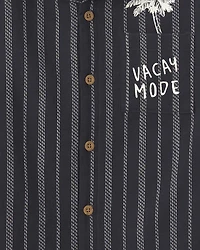 Boys Striped Short-Sleeve Button-Down Shirt - Black
