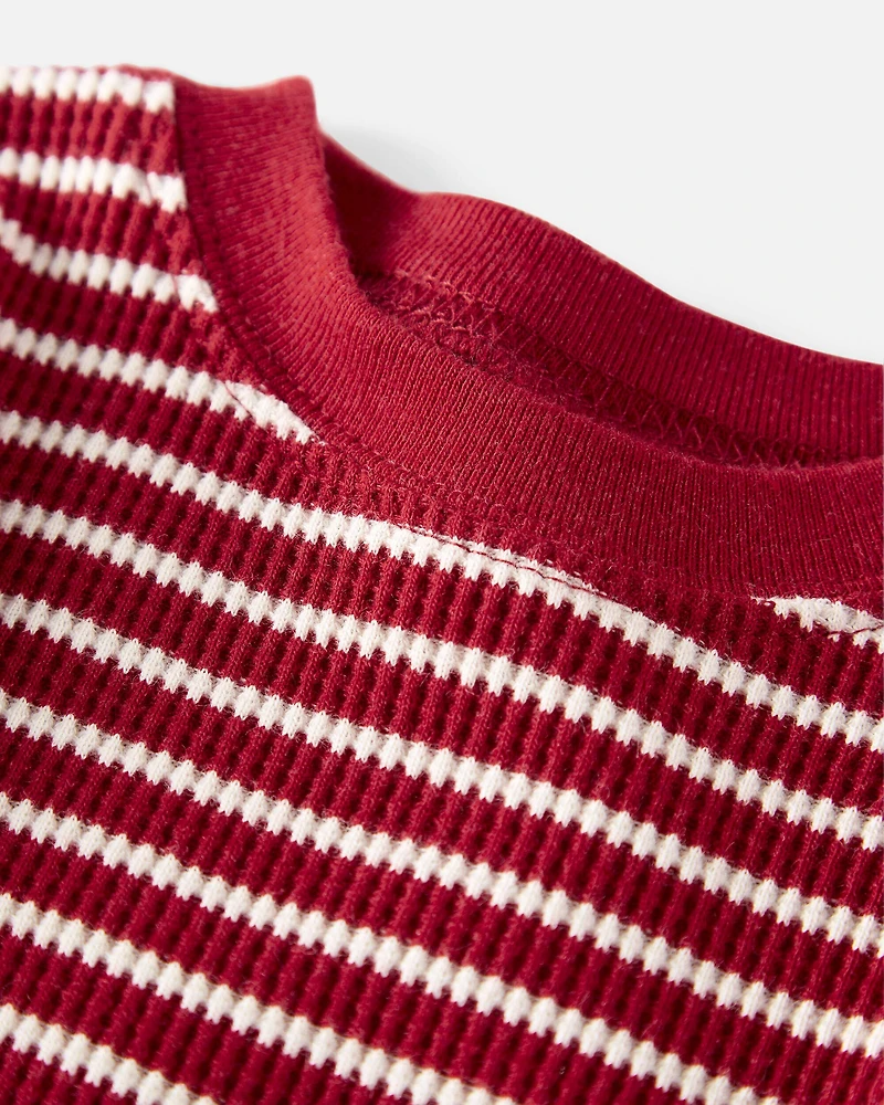 Baby Organic Cotton Striped Waffle Knit Pajamas
