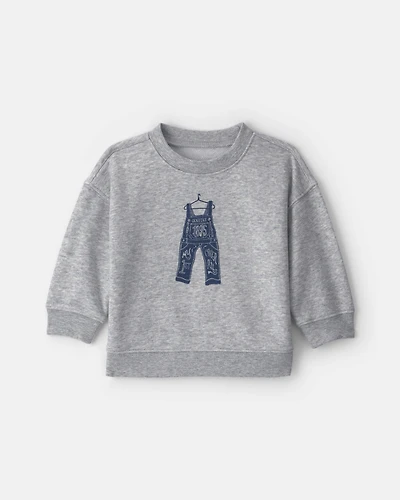 Baby Boy Overall French Terry Sweater - Grey