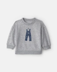Baby Boy Overall French Terry Sweater - Grey