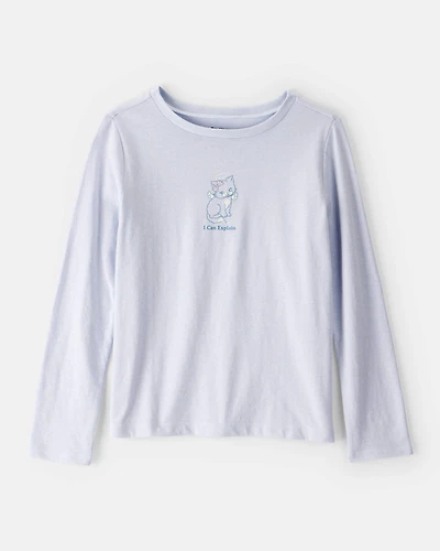 Girls Cat Long-Sleeve Graphic Tee - Blue