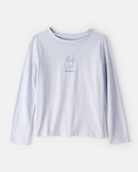 Girls Cat Long-Sleeve Graphic Tee - Blue