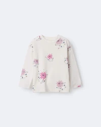 Toddler Girl Skiing Abstract Long-Sleeve Relaxed Graphic Top - Cream