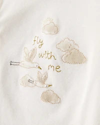 Baby 4-Piece Cloud Print Outfit Set - White/Tan