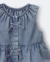 Toddler Girl Peplum Top in Chambray