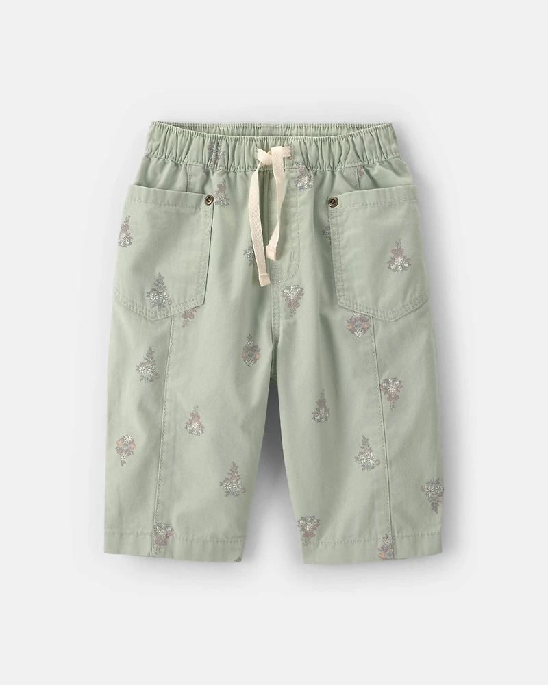 Baby Girl Floral Barrel Pants - Green