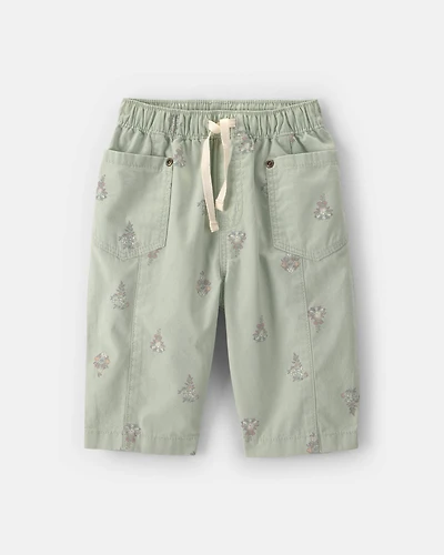 Baby Girl Floral Barrel Pants - Green
