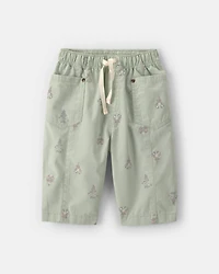 Baby Girl Floral Barrel Pants - Green