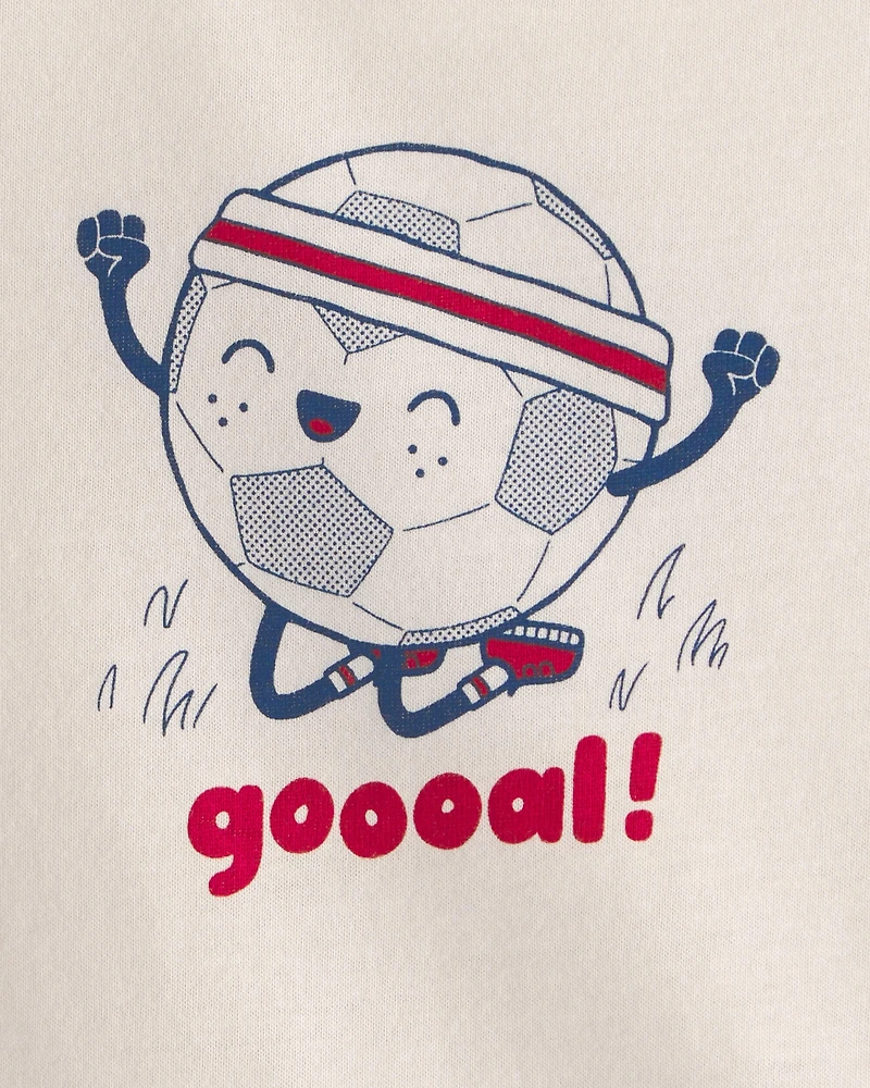 Baby Soccer Ball Graphic Bodysuit - Ivory