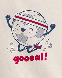 Baby Soccer Ball Graphic Bodysuit - Ivory