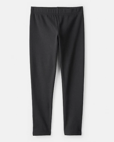 Girls Cozy Fleece Pull-On Stretch Leggings - Black