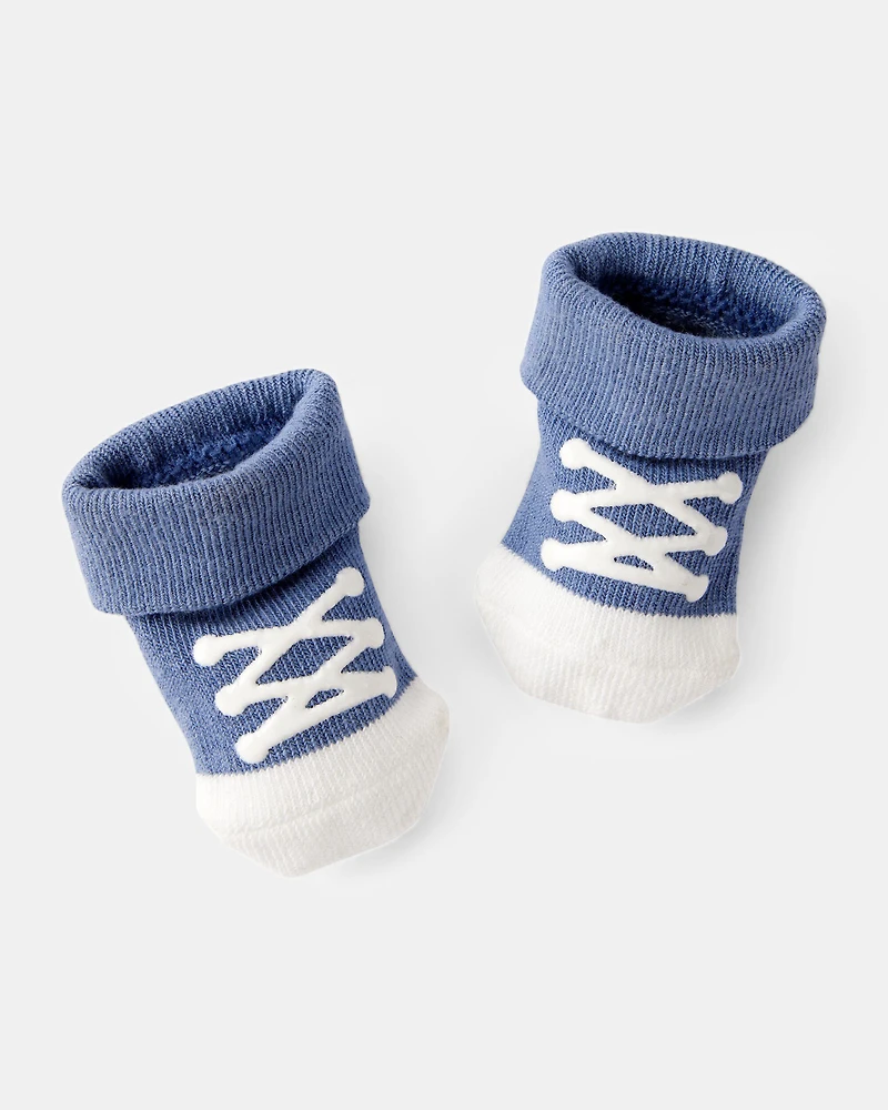 Baby Boy 2-Pack Sneaker Booties - Blue/White