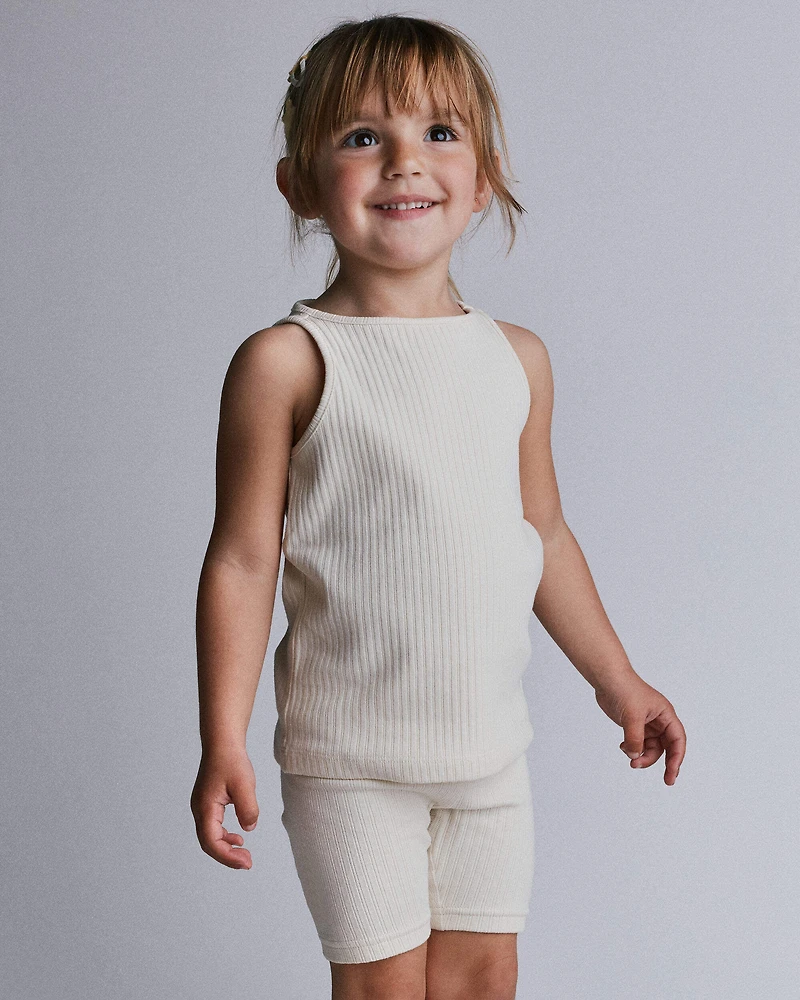 Toddler Girl Brooklyn Bike Shorts - Cream