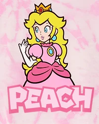 Kid Super Mario Bros™ Princess Peach Print Loose Fit 2-Piece Pajamas - Pink