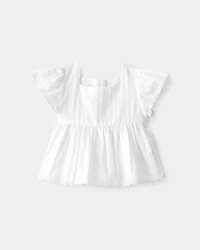 Baby Girl Short-Sleeve Ruffle Top - White