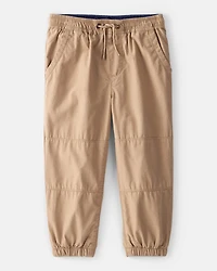 Toddler Boy Lined Joggers - Tan