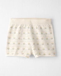 Girls Organic Cotton Sweater Knit Set in Honey Floral Print