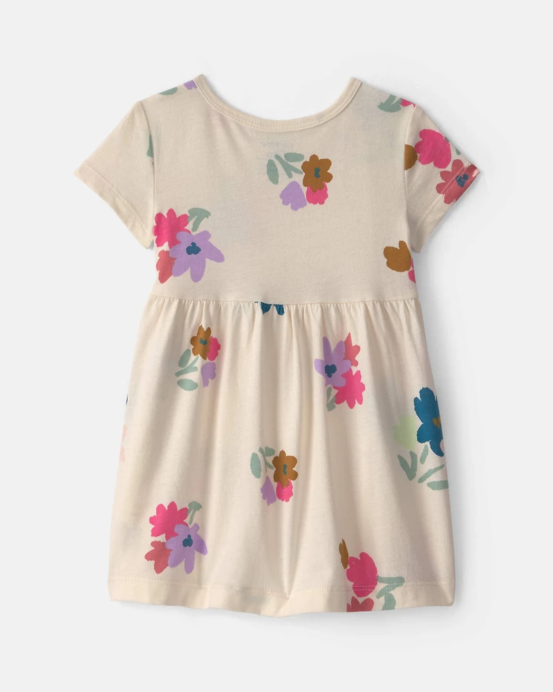Baby Girl Floral Short-Sleeve Dress - Cream