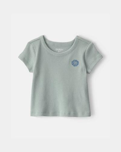 Baby Girl OshKosh Logo Ribbed Top - Green