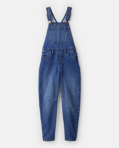 Girls Denim Sleeveless Overalls - Blue