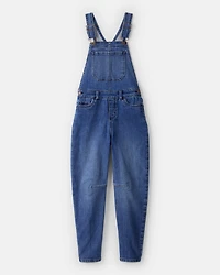 Girls Denim Sleeveless Overalls - Blue