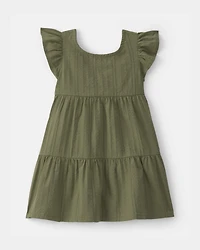 Baby Girl Ruffle-Sleeve Tiered Dress - Green