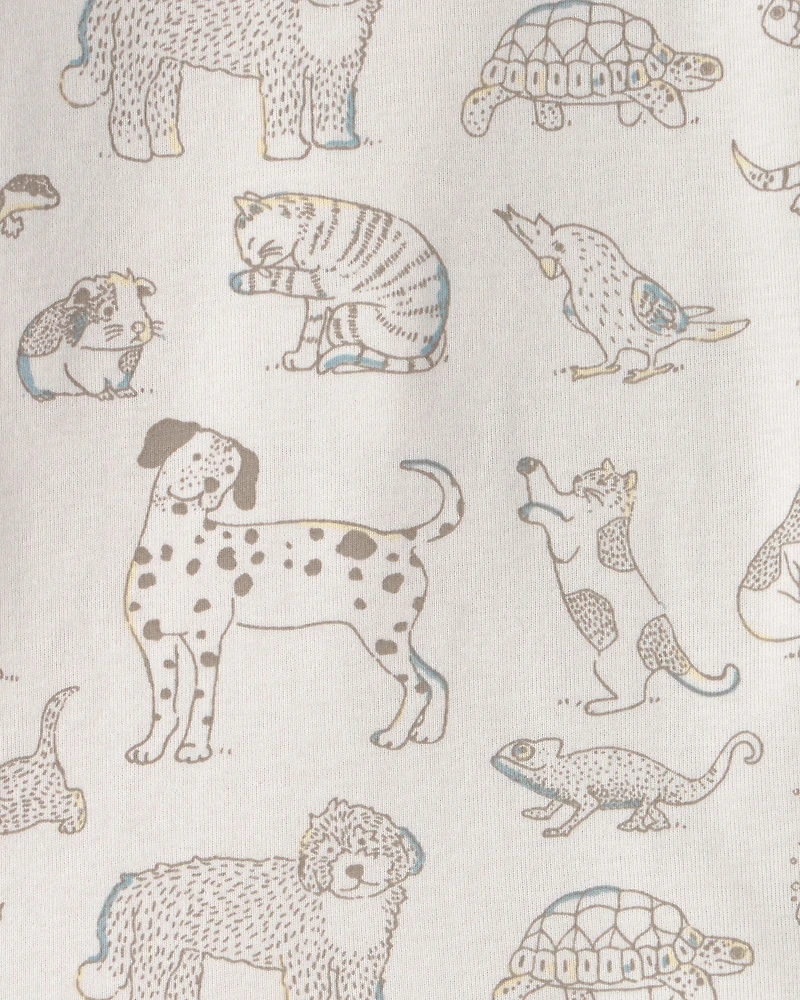 Toddler 2-Piece Organic Cotton Ribbed Pajama Set in Pet Print