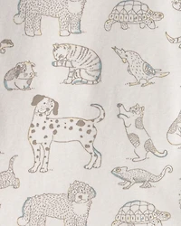 Toddler 2-Piece Organic Cotton Ribbed Pajama Set in Pet Print