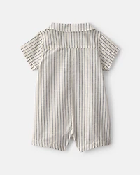 Baby Boy Sailor Stripe Romper - Cream/Blue