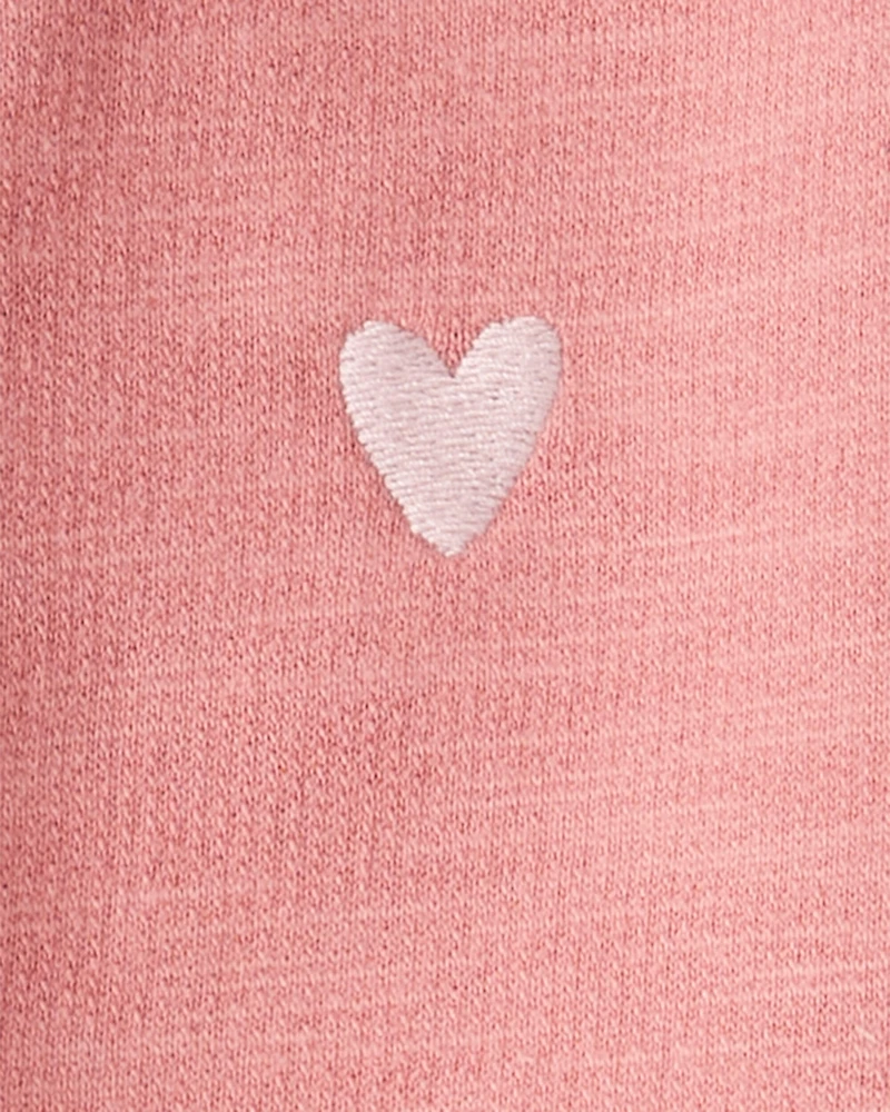 Baby Girl Heart Cotton Long-Sleeve Cardigan Sweater - Pink
