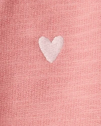 Baby Girl Heart Cotton Long-Sleeve Cardigan Sweater - Pink