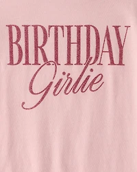 Girls 'Birthday Girlie' Graphic Tee - Pink